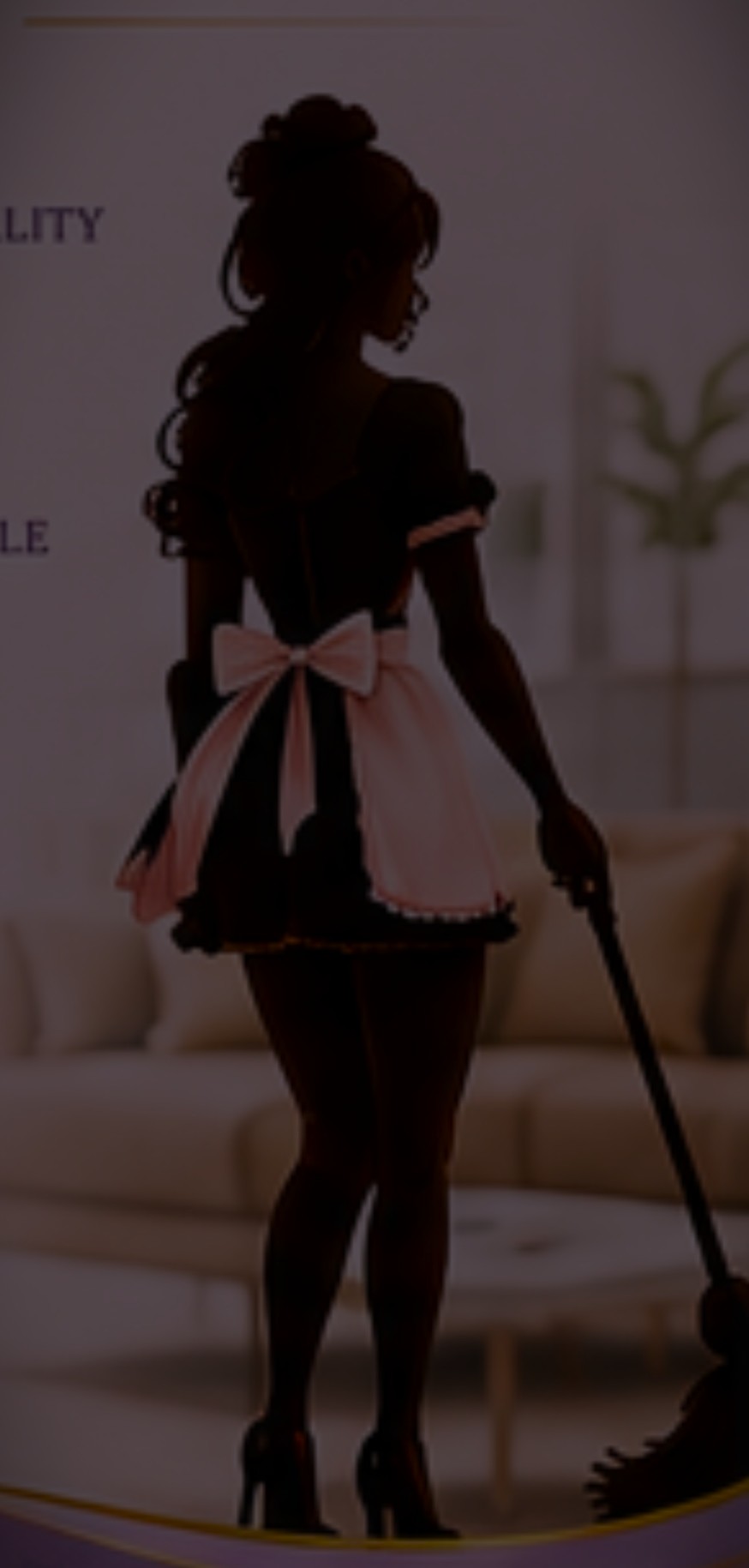Elegant maid silhouette with feather duster